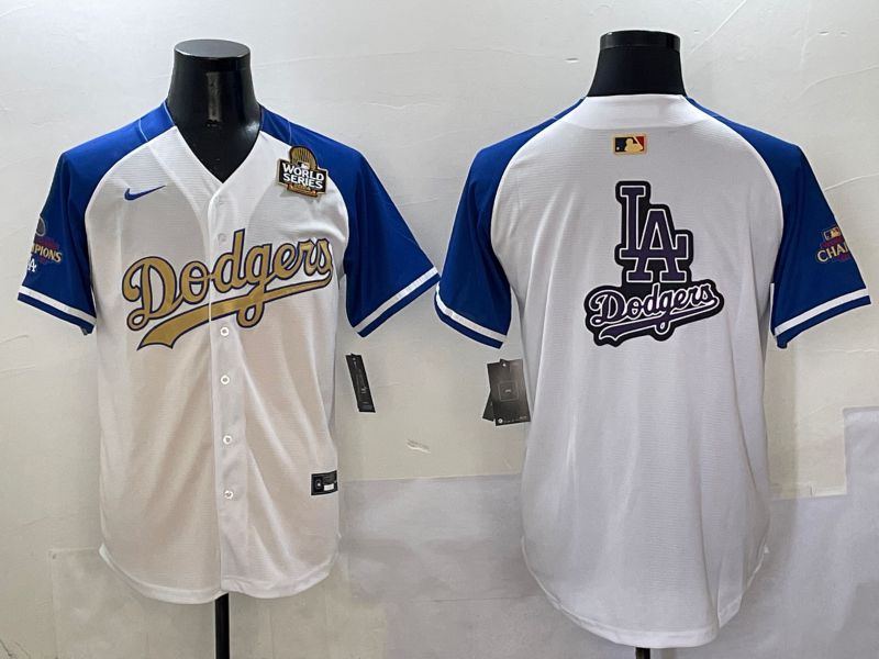 Men Los Angeles Dodgers Blank White Blue Gold Game Nike 2025 MLB Jersey style 42926